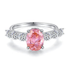 925 Sterling Silver Pink High Carbon Diamond Crush Ice Flower Ring
