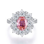 925 Sterling Silver Pink High Carbon Diamond Crush Ice Flower Ring