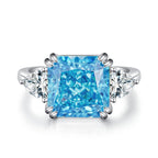 925 Sterling Silver Blue High Carbon Diamond Crush Ice Flower Ring