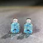 925 Silver Aquamarine High Carbon Diamond Set