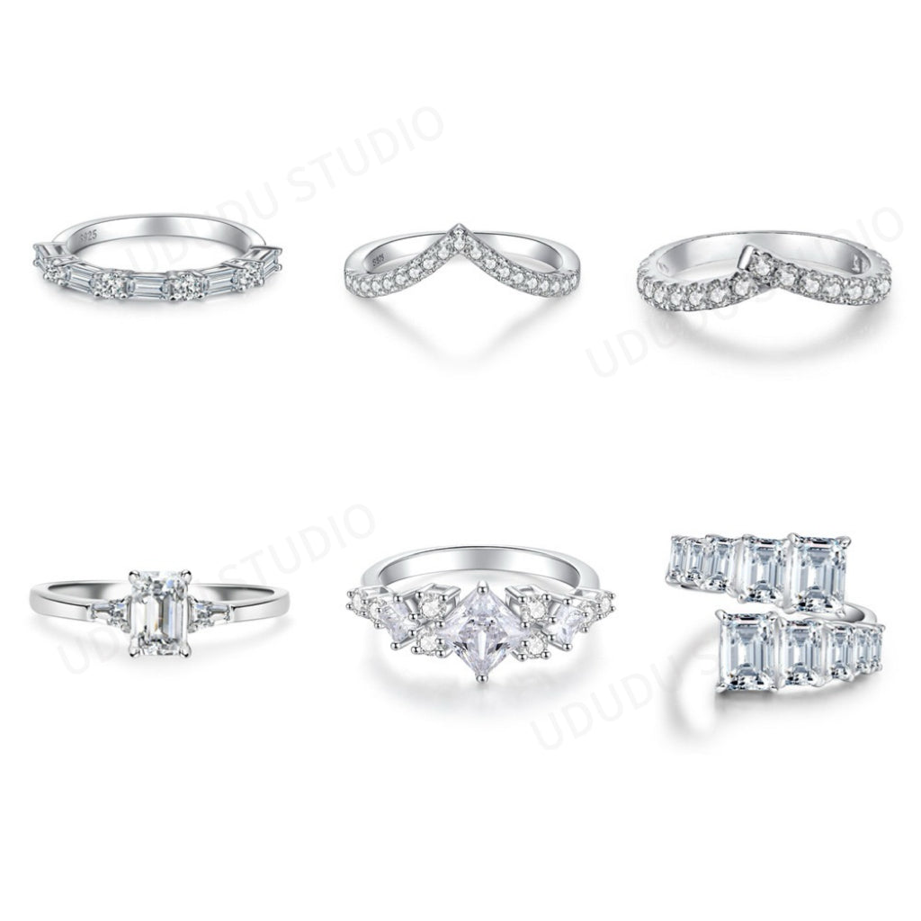 925 Sterling Silver High Carbon Diamond Full Diamond Stackable Ring