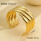 18k gold diamond-set stainless steel vintage stacked bracelet