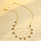 Stainless steel tiger's eye tassel pendant clavicle chain