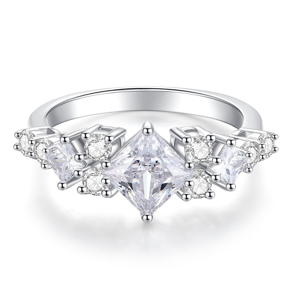 925 Sterling Silver High Carbon Diamond Full Diamond Stackable Ring