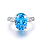925 Sterling Silver Blue High Carbon Diamond Crush Ice Flower Ring