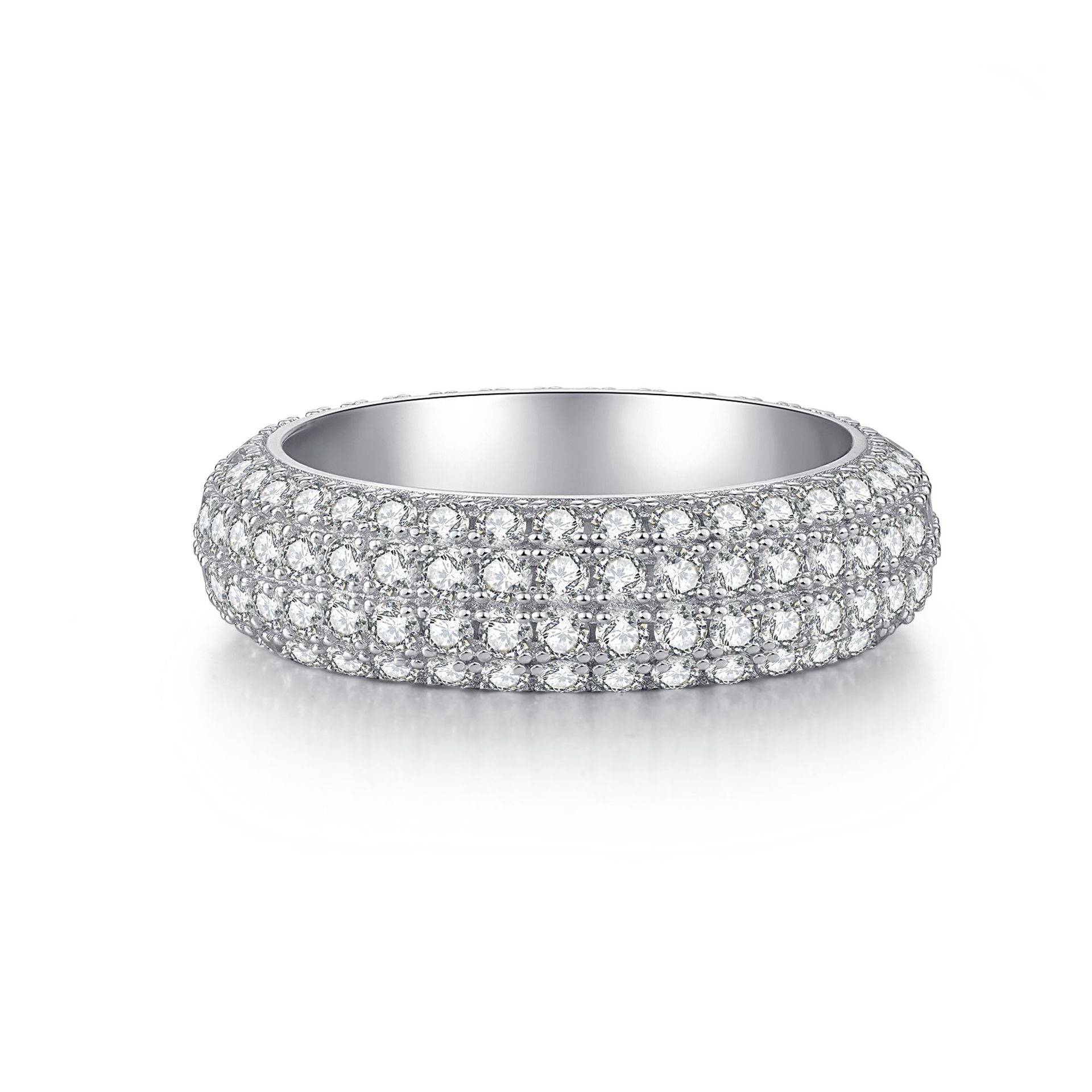 925 Sterling Silver High Carbon Diamond Full Diamond Stackable Ring
