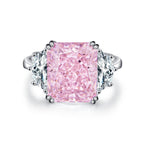 925 Sterling Silver Pink High Carbon Diamond Crush Ice Flower Ring