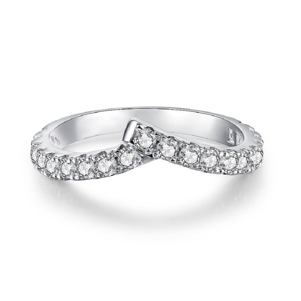 925 Sterling Silver High Carbon Diamond Full Diamond Stackable Ring