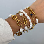 Stainless steel pearl bracelet, high-end look, colorfast and easy to wear.