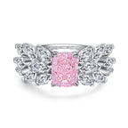 925 Sterling Silver Pink High Carbon Diamond Crush Ice Flower Ring