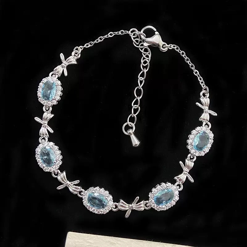Topaz Sky Blue Zircon Copper Alloy Bracelet