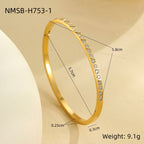 18k gold diamond-set stainless steel vintage stacked bracelet