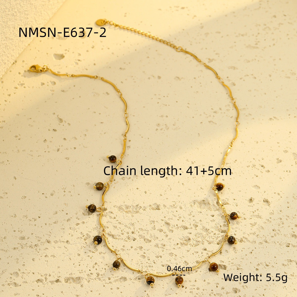 Stainless steel tiger's eye tassel pendant clavicle chain