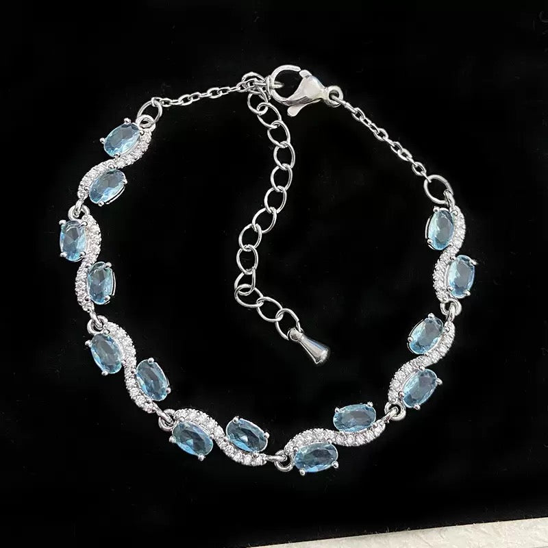 Topaz Sky Blue Zircon Copper Alloy Bracelet