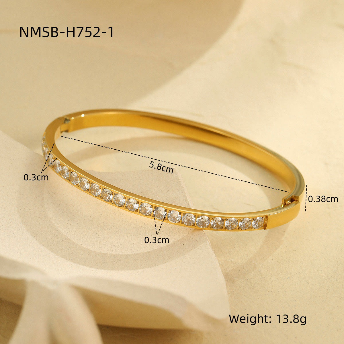 18k gold diamond-set stainless steel vintage stacked bracelet