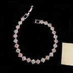 Pink zircon butterfly flower copper alloy bracelet