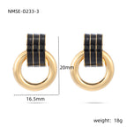 Oil-splatter striped niche design stainless steel earrings