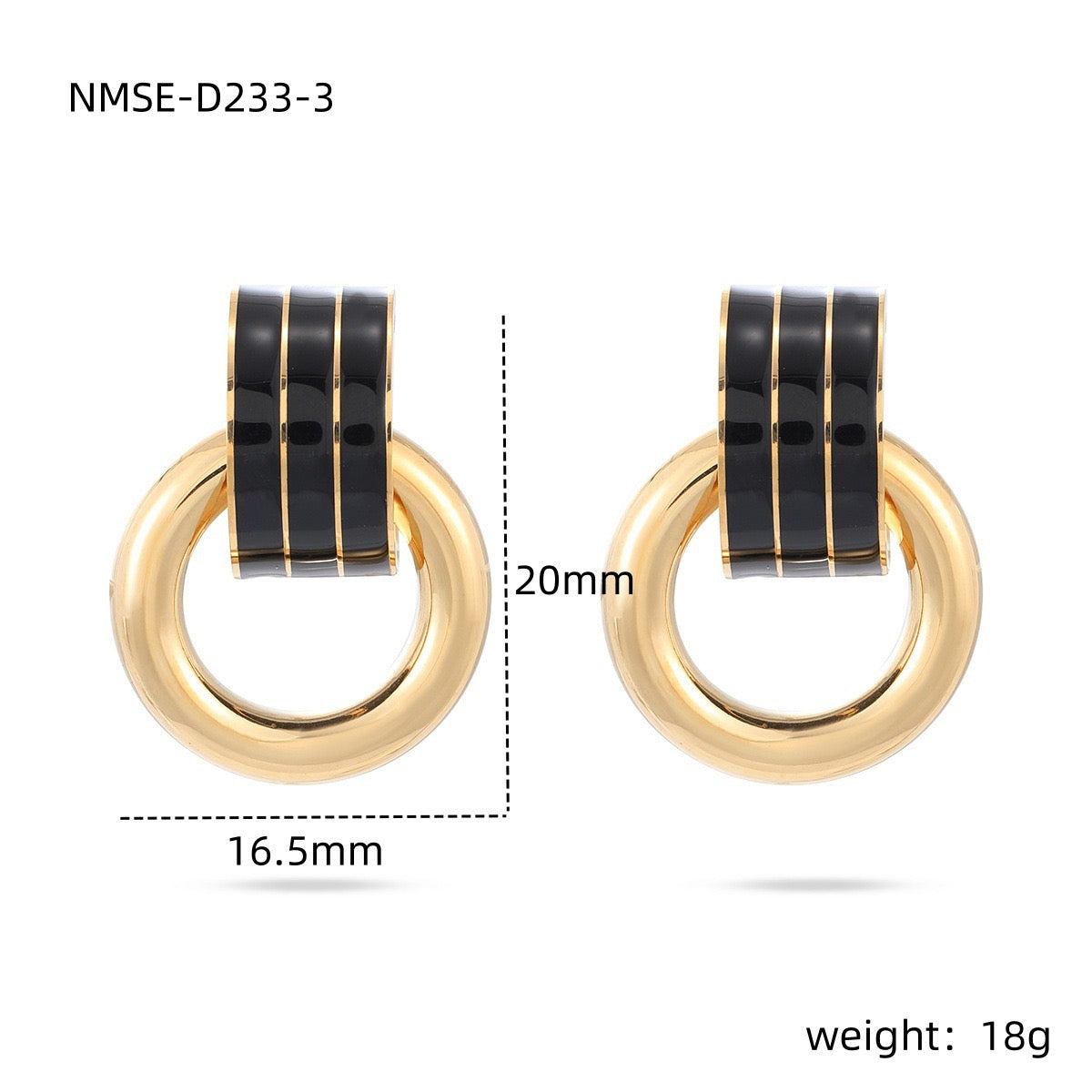 Oil-splatter striped niche design stainless steel earrings