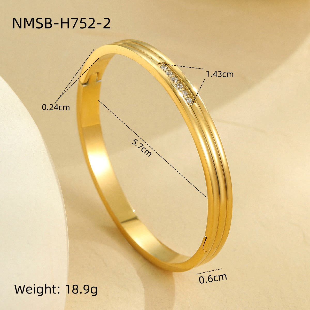 18k gold diamond-set stainless steel vintage stacked bracelet