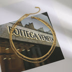 Three-layered stainless steel clavicle chain for a touch of understated luxury.