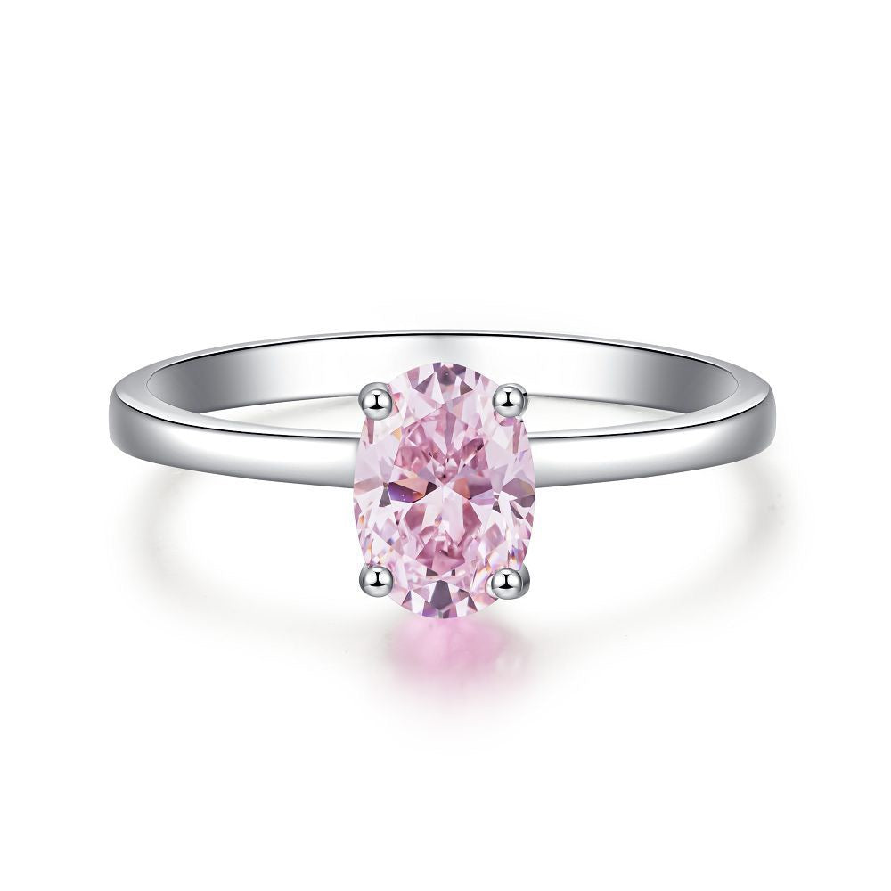 925 Sterling Silver Pink High Carbon Diamond Crush Ice Flower Ring