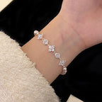 Micro-pave zircon four-leaf clover manta rose crystal pearl bracelet