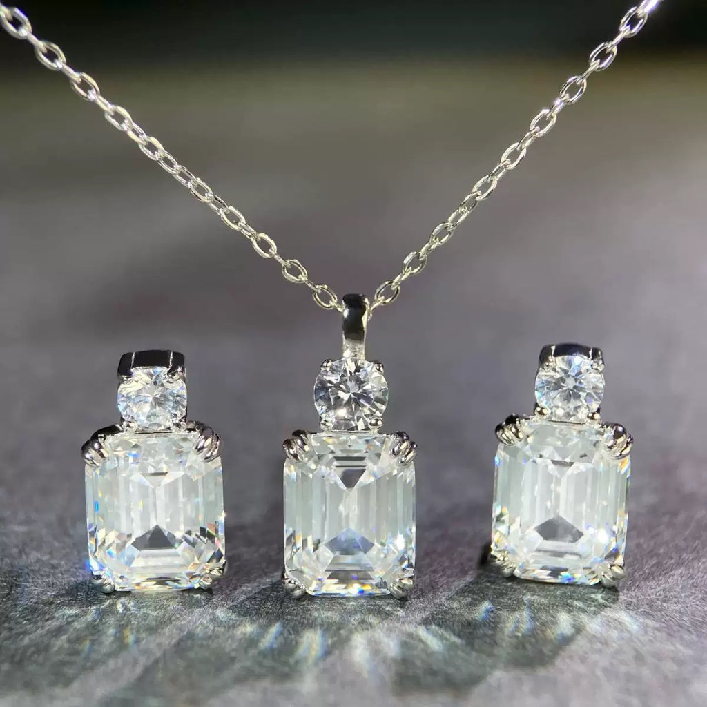 925 Sterling Silver Rock Sugar White High Carbon Diamond Set