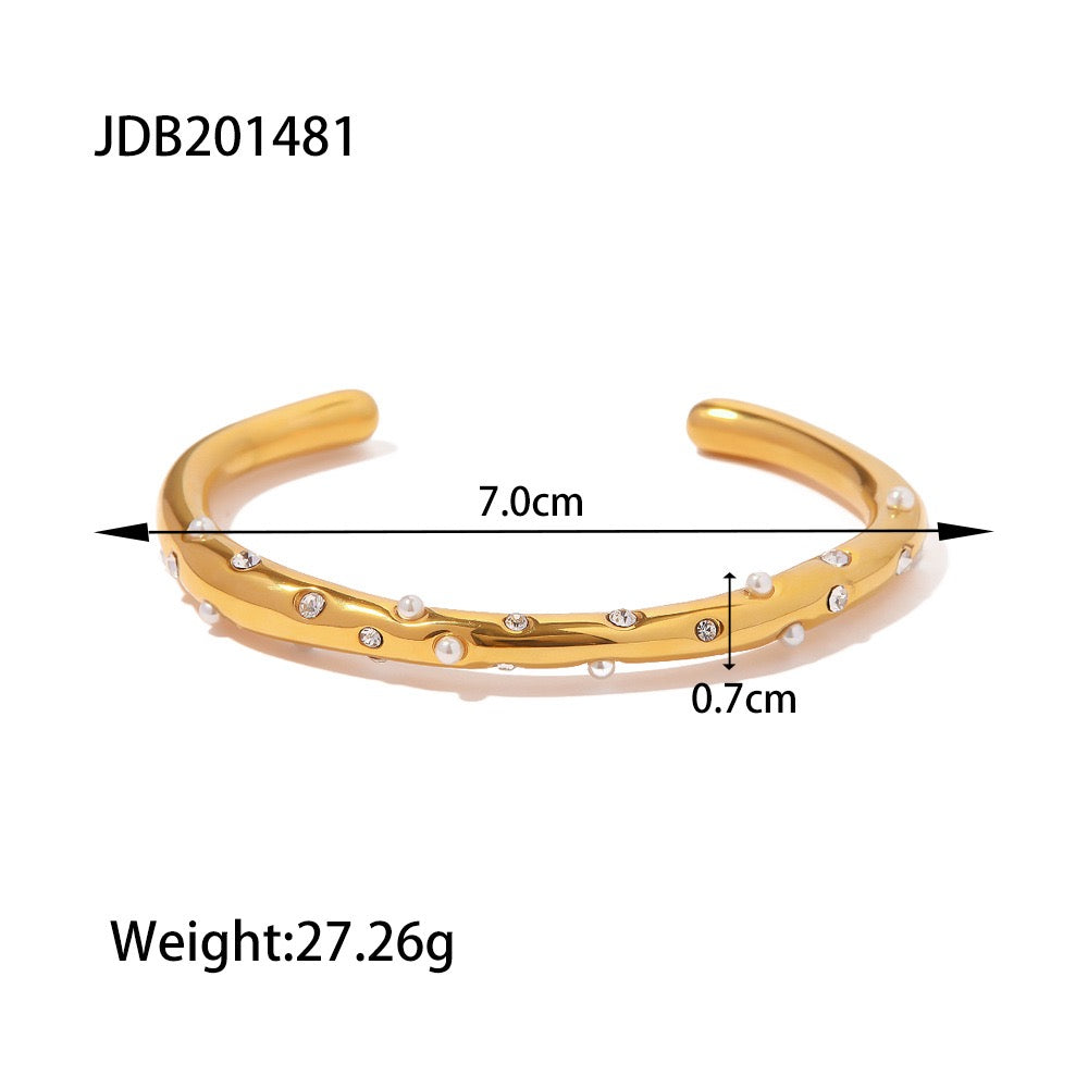 Stainless steel pearl high-end open-face non-fading bracelet