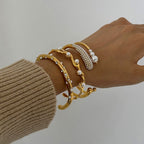 Stainless steel pearl high-end open-face non-fading bracelet