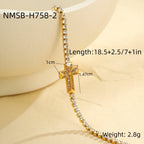 Cross-shaped diamond-encrusted stainless steel bracelet that won't fade.