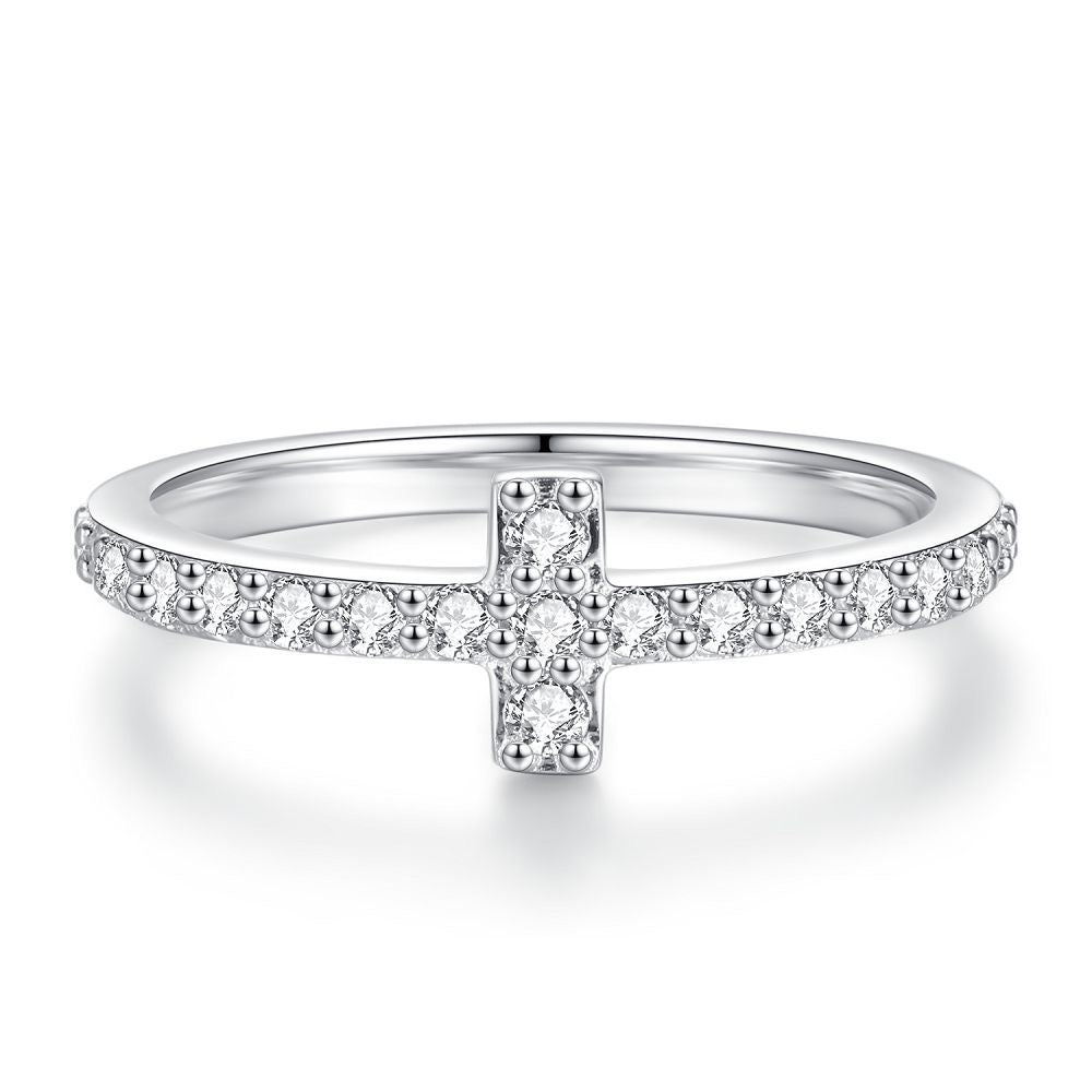 925 Sterling Silver High Carbon Diamond Full Diamond Stackable Ring
