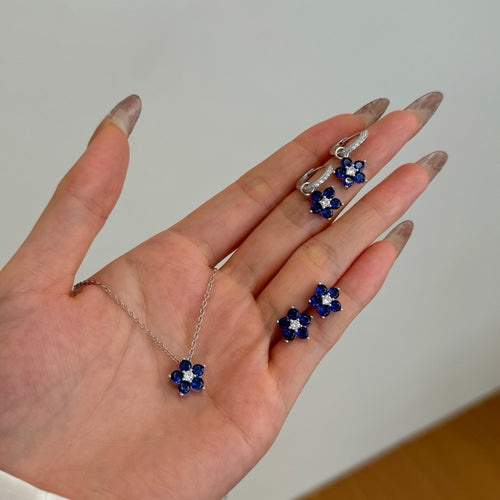 925 Silver Plum Blossom Shaped Christmas Color Minimalist Set