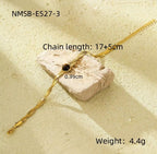 Versatile stainless steel flat snake chain braided bracelet inlaid with turquoise tiger tooth natural stone