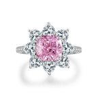 925 Sterling Silver Pink High Carbon Diamond Crush Ice Flower Ring