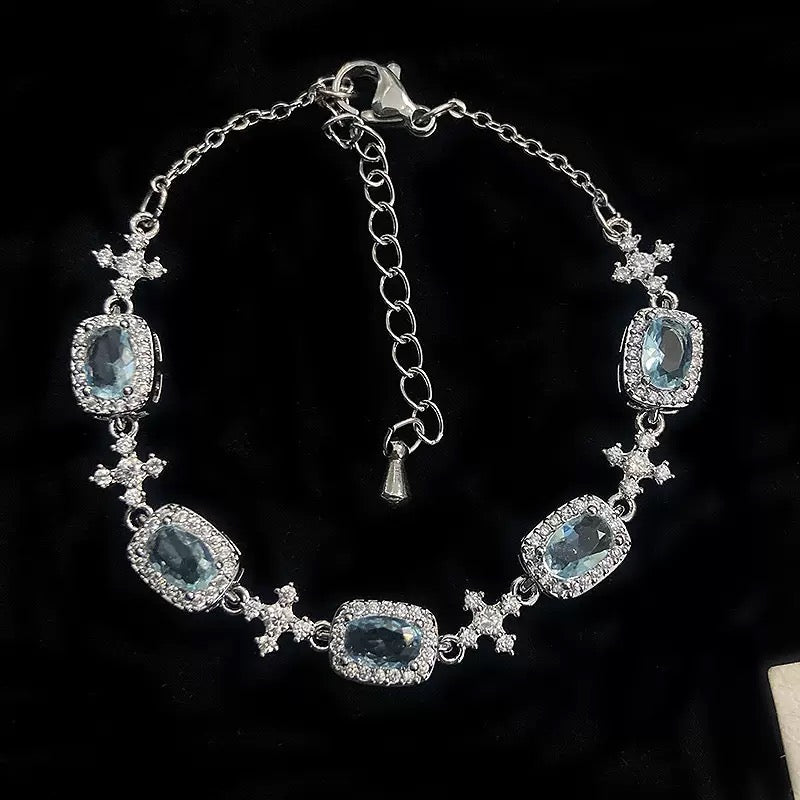 Topaz Sky Blue Zircon Copper Alloy Bracelet