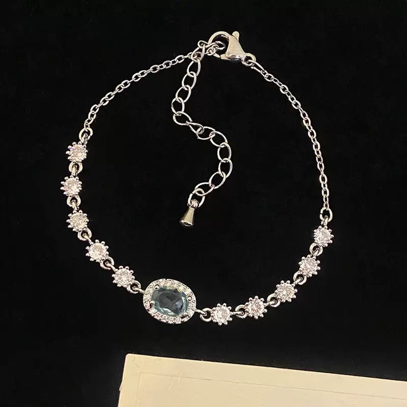 Topaz Sky Blue Zircon Copper Alloy Bracelet