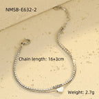 Niche high-end stainless steel double-layer heart-shaped zircon stacked bracelet