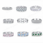 925 Sterling Silver High Carbon Diamond Full Diamond Stackable Ring