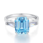 925 Sterling Silver Blue High Carbon Diamond Crush Ice Flower Ring