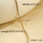 Cross-shaped diamond-encrusted stainless steel bracelet that won't fade.