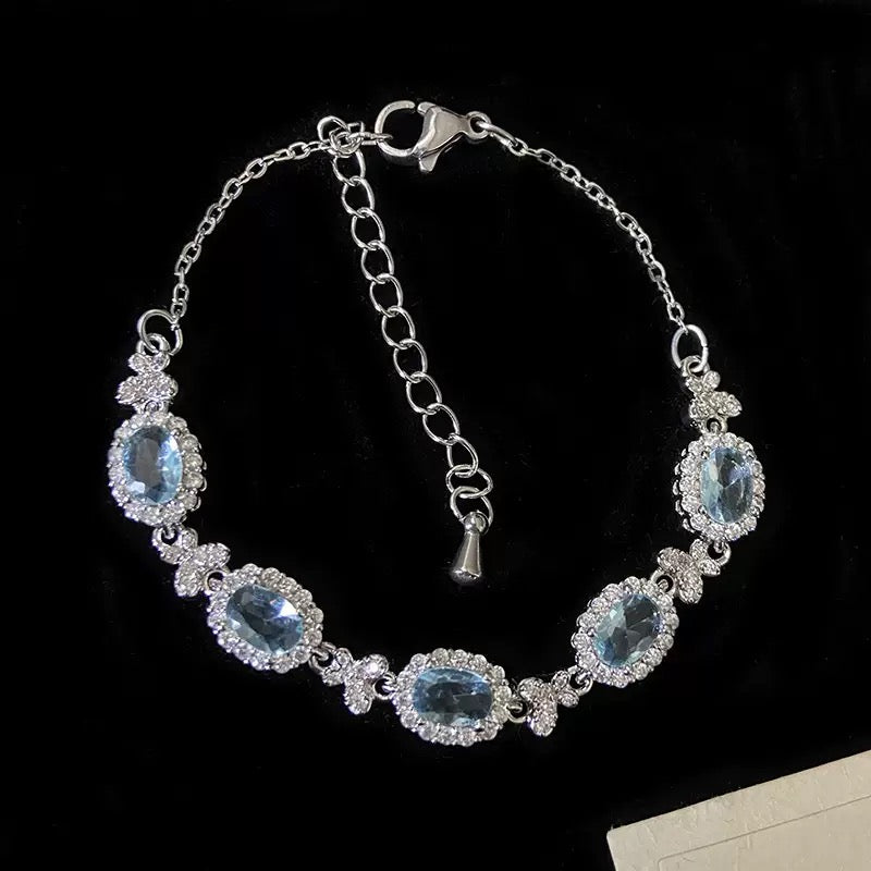 Topaz Sky Blue Zircon Copper Alloy Bracelet