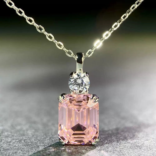 925 silver set pink gemstone high carbon diamond set