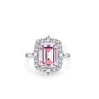 925 Sterling Silver Pink High Carbon Diamond Crush Ice Flower Ring