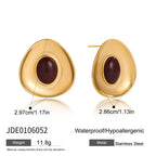 High-end stainless steel amber resin earrings