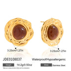 High-end stainless steel amber resin earrings