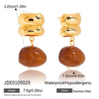 High-end stainless steel amber resin earrings