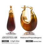High-end stainless steel amber resin earrings