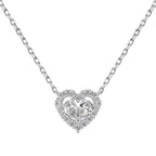 925 Silver Heart Hollow Pink Zircon Inlaid Diamond Set