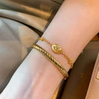 Brushed and carved antique style gold copper alloy bracelet