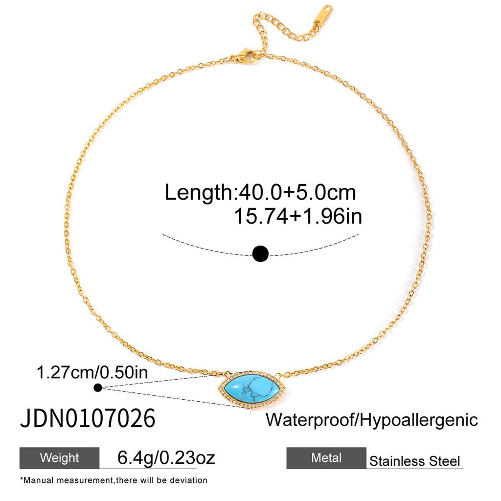 Evil Eye Turquoise Colorfast Titanium Steel Earrings and Necklace